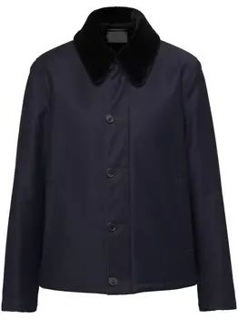Prada куртка с меховым воротником, синий