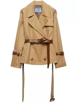 Prada куртка-тренч с поясом, коричневый