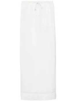 Prada льняная юбка с вышивкой, нейтральный цвет