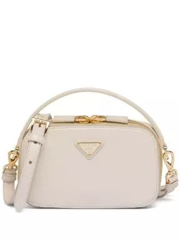 Лакированная сумка-тоут Prada Odette, нейтральный цвет