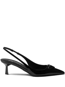 Prada лакированные туфли с ремешком на пятке, черный
