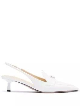 Prada лакированные туфли с ремешком на пятке, белый