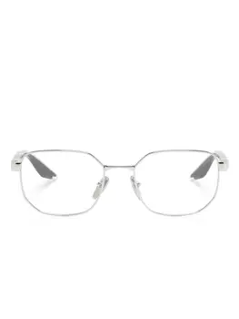 Prada Linea Rossa очки в геометричной оправе, серебристый