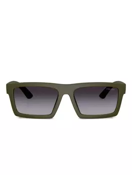 Prada Linea Rossa rectangle-frame солнцезащитные очки, зеленый