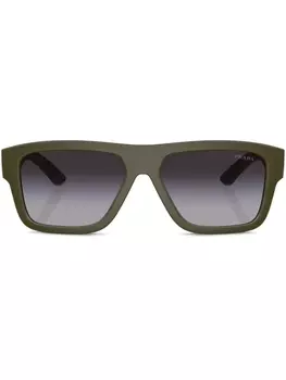 Prada Linea Rossa солнцезащитные очки в квадратной оправе с принтом, зеленый