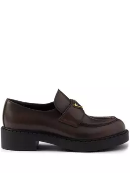 Prada лоферы с логотипом, коричневый