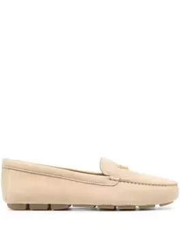 Prada лоферы с логотипом, нейтральный цвет