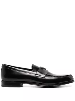 Prada лоферы с треугольным логотипом, черный