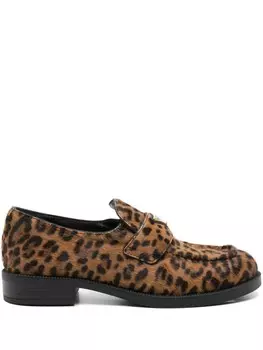 Prada лоферы с треугольным логотипом, коричневый