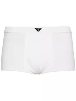 Prada logo-plaque boxer shorts, белый