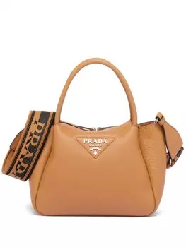 Prada маленькая кожаная сумка-тоут, коричневый