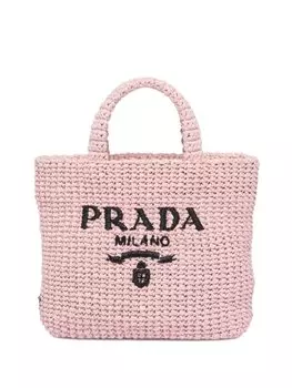 Маленькая сумка-тоут Prada из рафии, розовый
