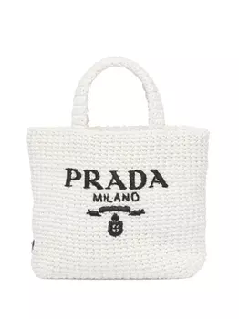 Prada маленькая сумка-тоут из рафии, белый