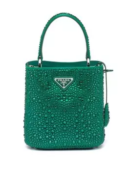 Prada маленькая сумка-тоут Panier с кристаллами, зеленый