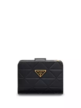 Prada маленький кожаный кошелек с треугольным мотивом, черный