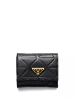 Prada маленький кожаный кошелек с треугольным мотивом, черный