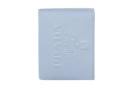 PRADA Маленький женский кошелек из сафьяновой кожи, небесно-голубого цвета