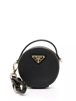 Prada мини-клатч из сафьяновой кожи с логотипом, черный