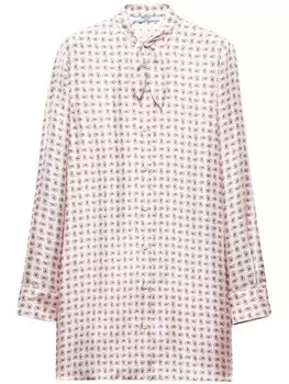 Prada мини-платье из шелка с геометрическим принтом, розовый