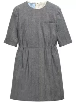 Prada мини-платье из шерсти в тонкую полоску, серый