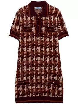 Prada мини-платье из шерстяной вязки, красный