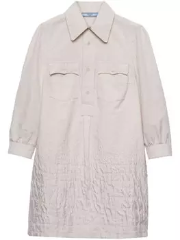 Prada мини-платье клоке, нейтральный цвет