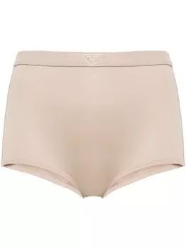 Prada мини-шорты с треугольной эмалью, нейтральный цвет