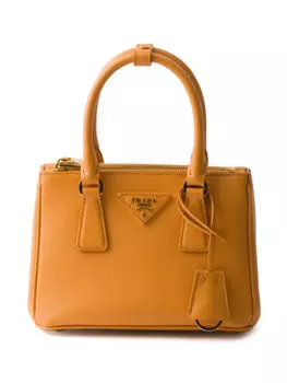 Prada мини-сумка Galleria из сафьяновой кожи, черный