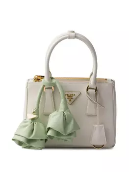 Prada мини-сумка Galleria из сафьяновой кожи, белый