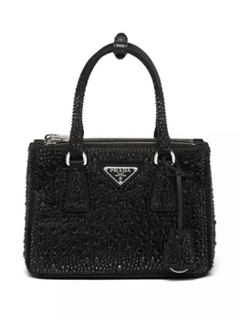 Prada мини-сумка Galleria с кристаллами, черный