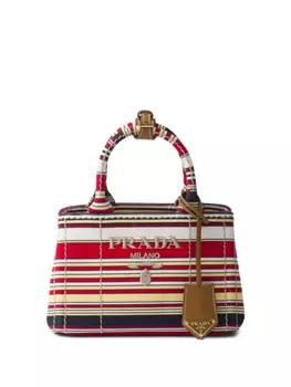 Prada мини-сумка из канваса в полоску, красный
