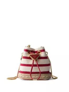 Prada мини-сумка из канваса в полоску, нейтральный
