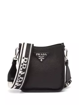 Мини-сумка Prada на плечо с логотипом, черный