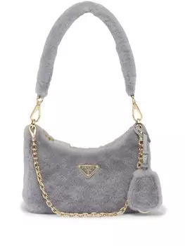 Мини-сумка Prada Re-Edition из овчины, серый