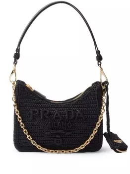 Мини-сумка Prada Re-edition в технике кроше, черный