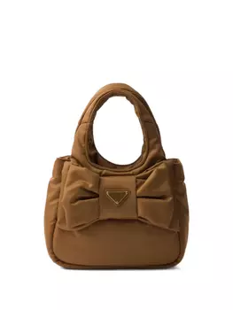 Prada мини-сумка Re-Nylon с бантом, коричневый