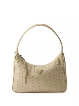 Prada мини-сумка Re-Nylon с заклепками, нейтральный