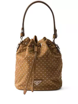 Prada мини-сумка с заклепками, коричневый
