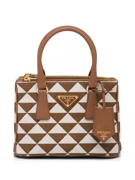 Мини-сумка Prada Symbole с вышивкой, коричневый