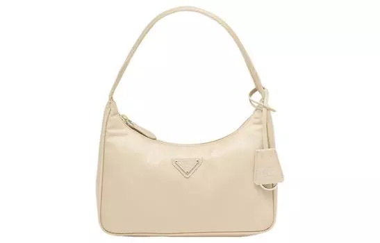 PRADA Мини-сумка женская из переработанного нейлона Re-Edition, бежевого цвета