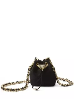 Мини-сумкам Prada Re-Nylon с логотипом, черный