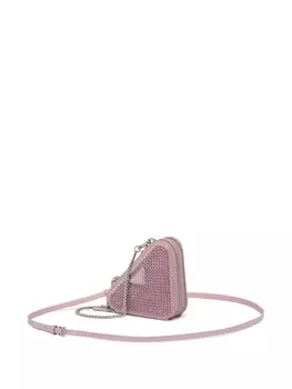 Prada mini Triangle crystal-embellished crossbody bag, розовый