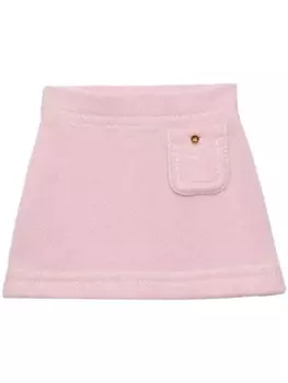 Prada мини-юбка из кашемира с треугольным логотипом, розовый