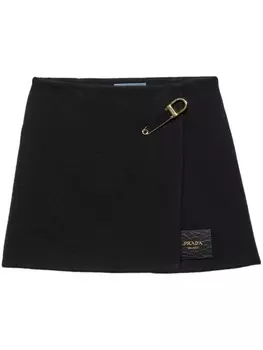 Prada мини-юбка из твила с логотипом, черный