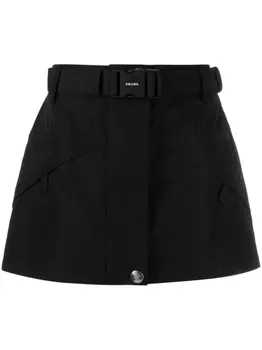 Prada мини-юбка Re-Nylon с пряжкой, черный