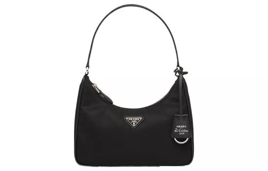 PRADA Миниатюрная сумка через плечо Re-Edition 2005 из нейлона и сафьяна, черная