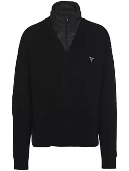 Prada многослойный джемпер в рубчик, черный