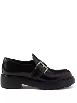 Prada мокасины из матовой кожи, черный