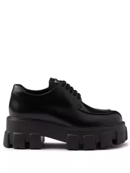 Prada монолитные туфли на шнуровке, черный