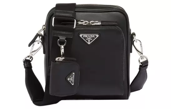 PRADA Мужская кожаная сумка через плечо, черная